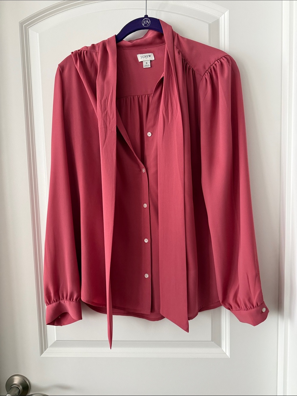 J. Crew Rose Tie-Neck Long-Sleeve Blouse